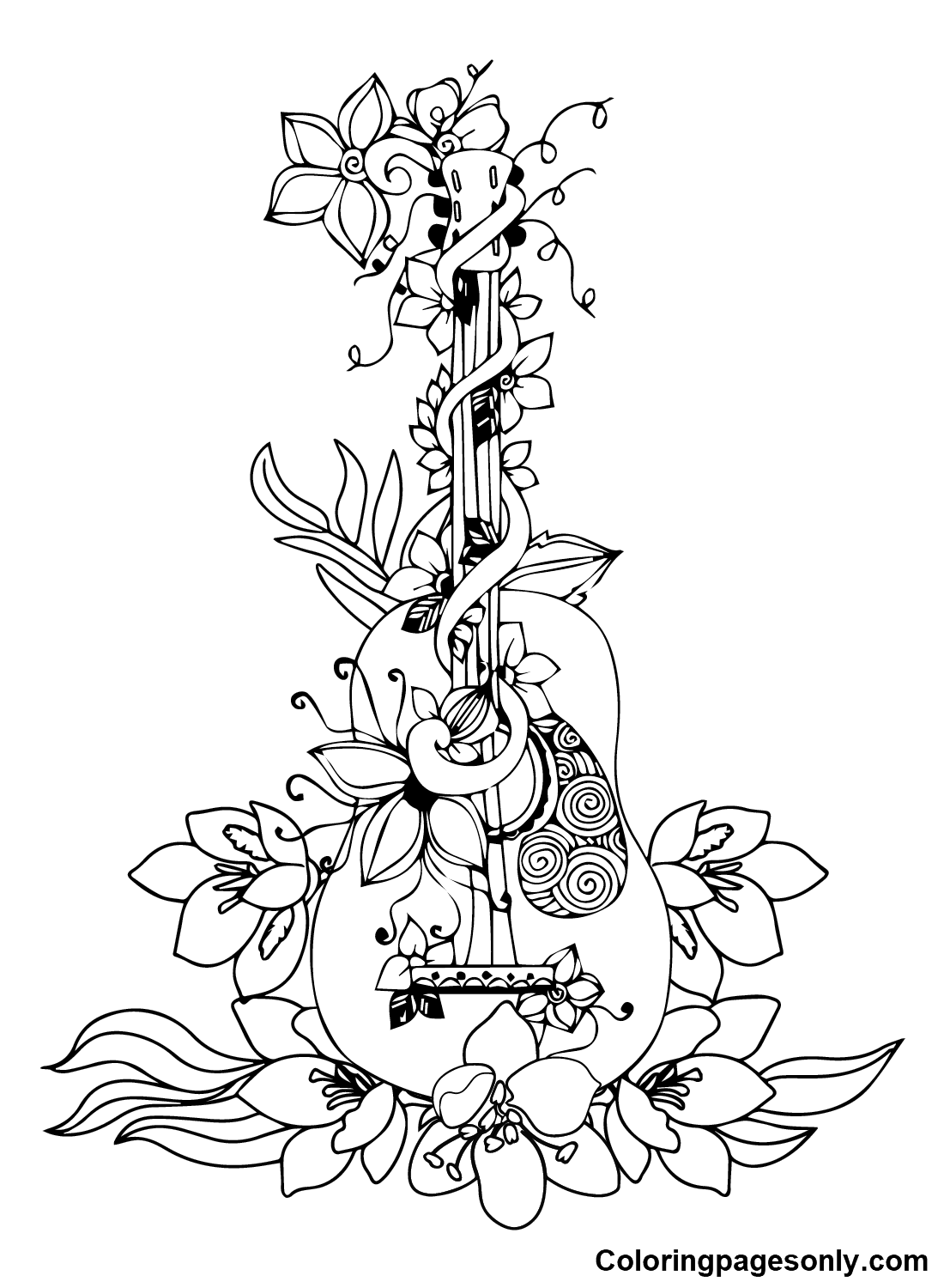 Free Printable Guitar Coloring Pages