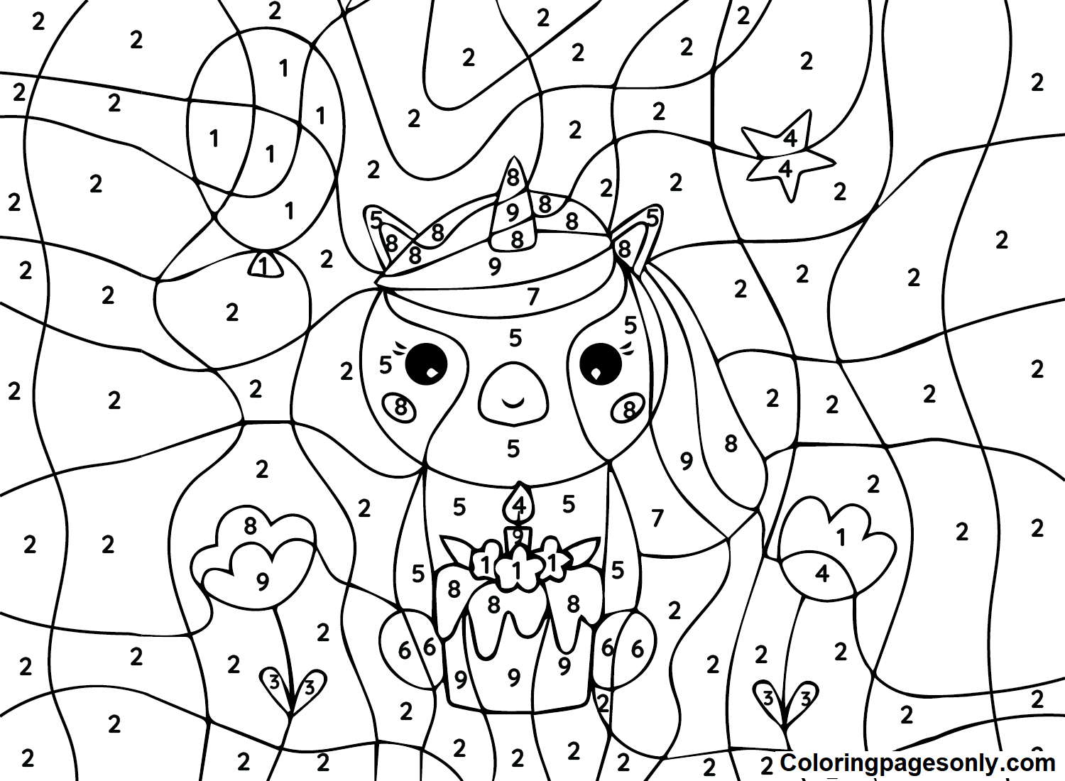 Free Printable Unicorn Color By Number Coloring Page