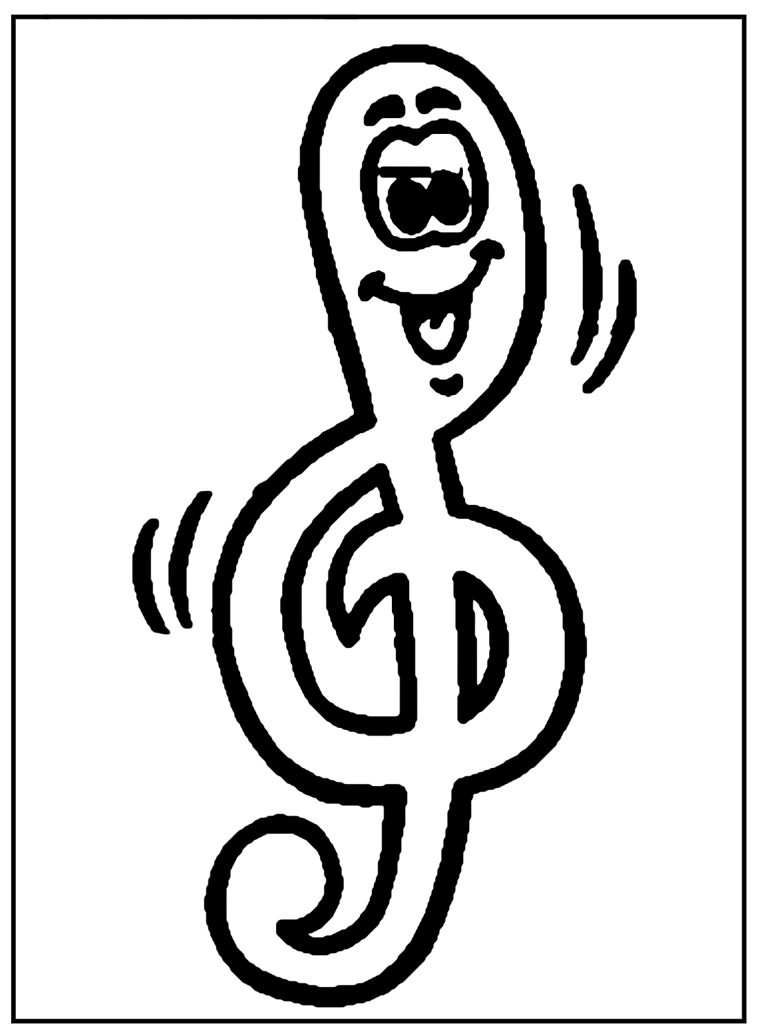 Funny Music Note Coloring Page