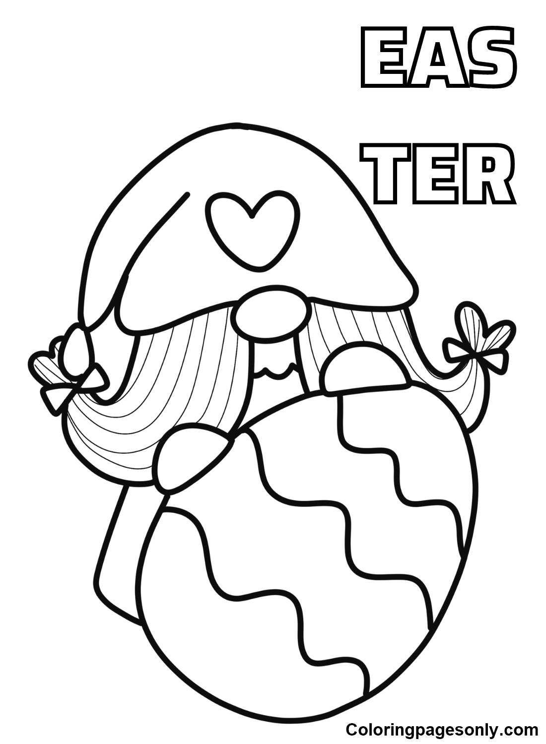 Gnome Easter and Easter Egg Coloring Page