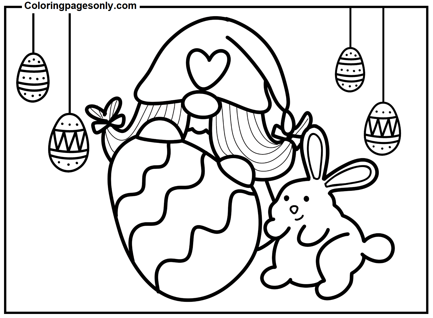 Gnome de Pâques avec œuf de Pâques et lapin de Easter Gnome