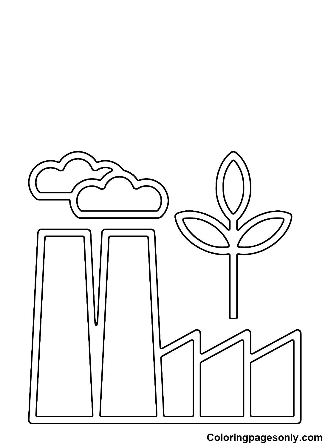 Green Factory Coloring Page