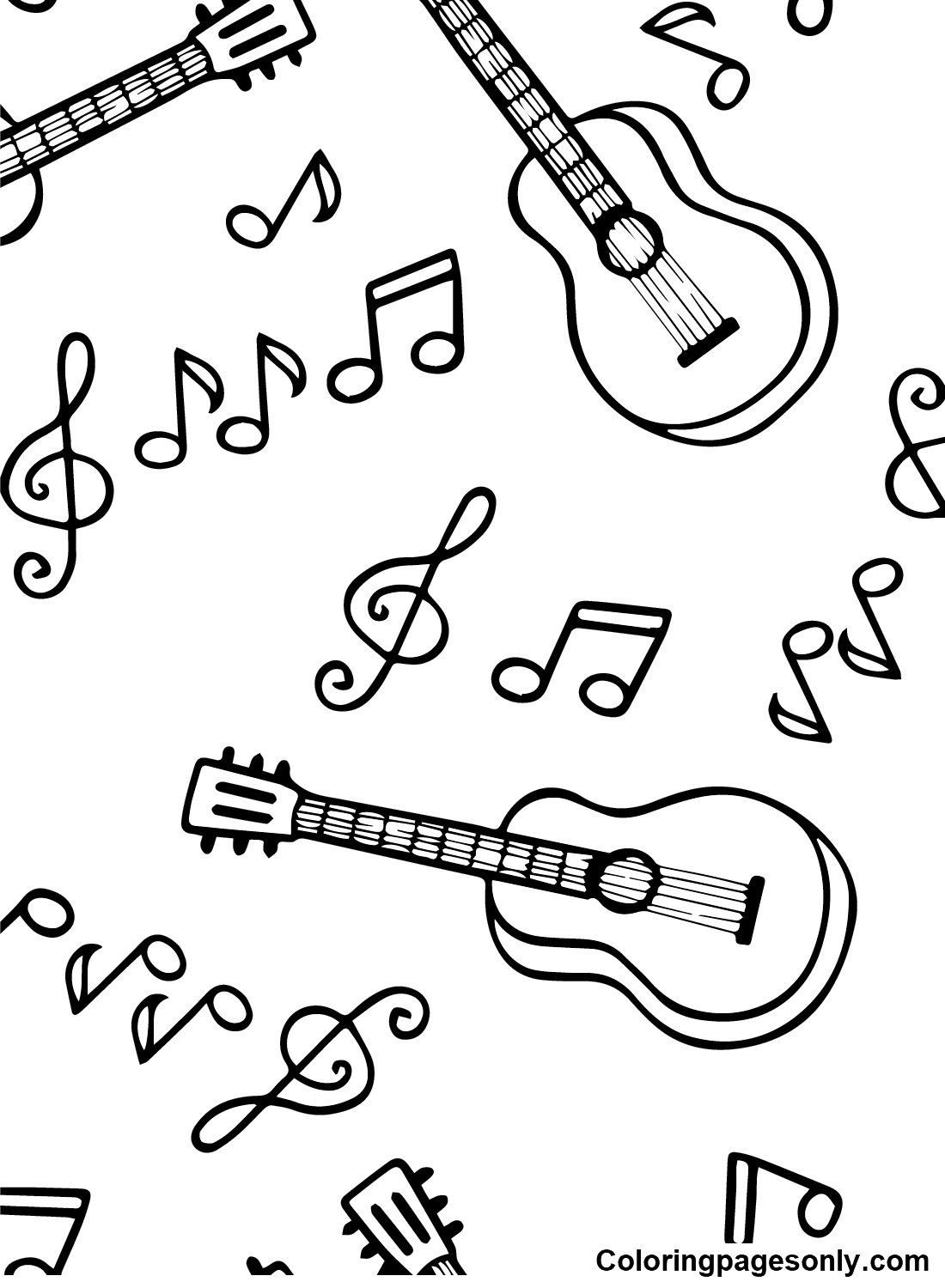 Guitar Free Coloring Page