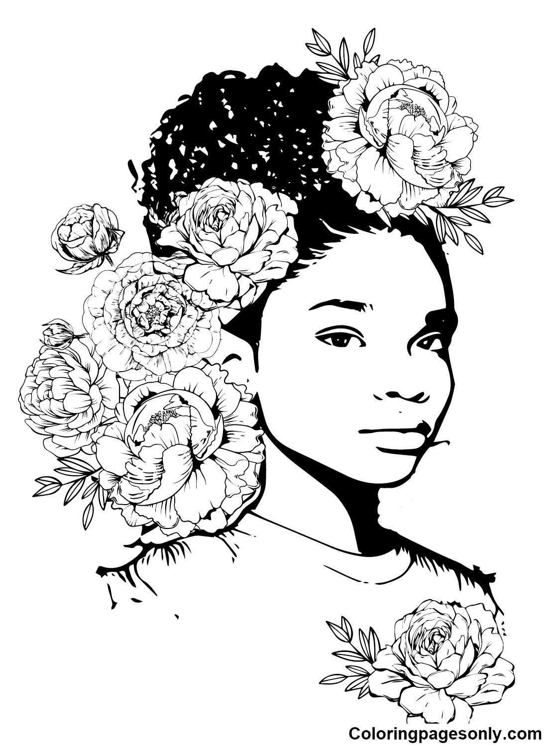 Halle Bailey with Flowers Coloring Pages
