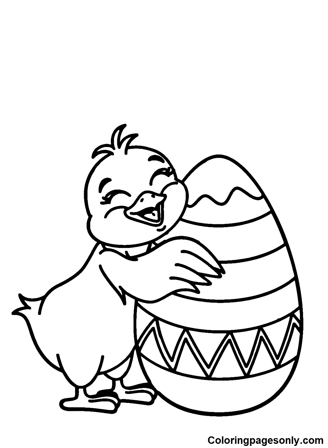 Happy Chick Easter Coloring Page