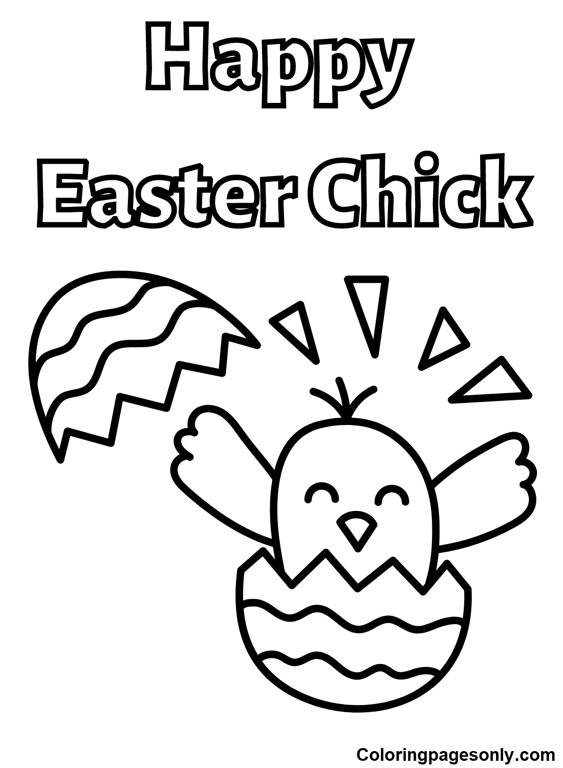 Happy Easter Chick Coloring Page