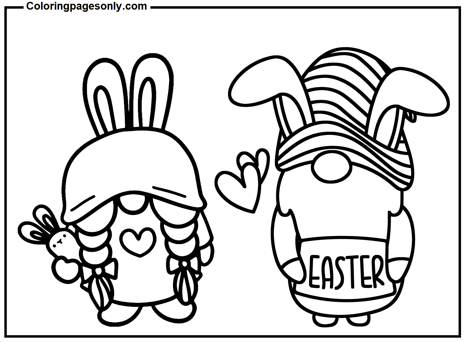 Happy Gnome Easter Coloring Pages
