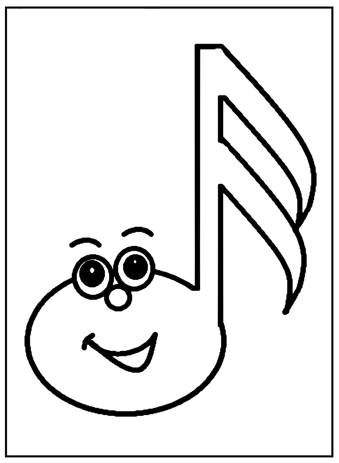 Happy Music Note Coloring Page