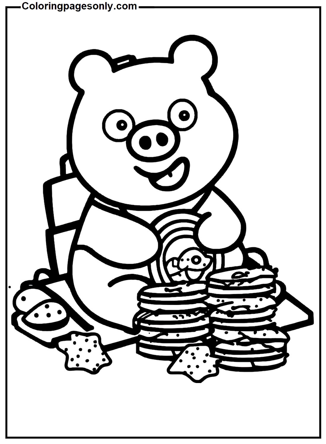 Happy Pig With Cookies Coloring Pages
