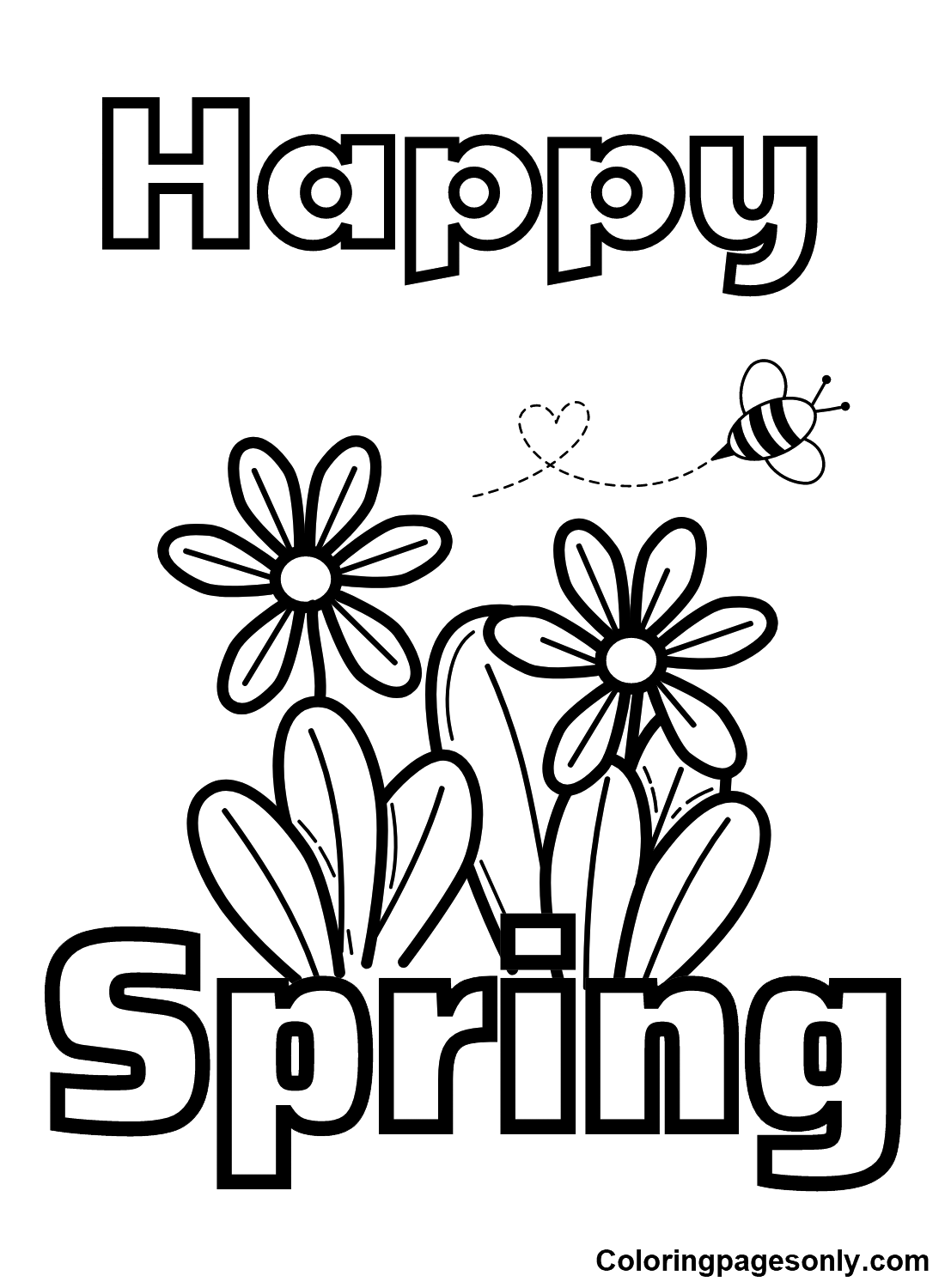 Happy Spring Coloring Page