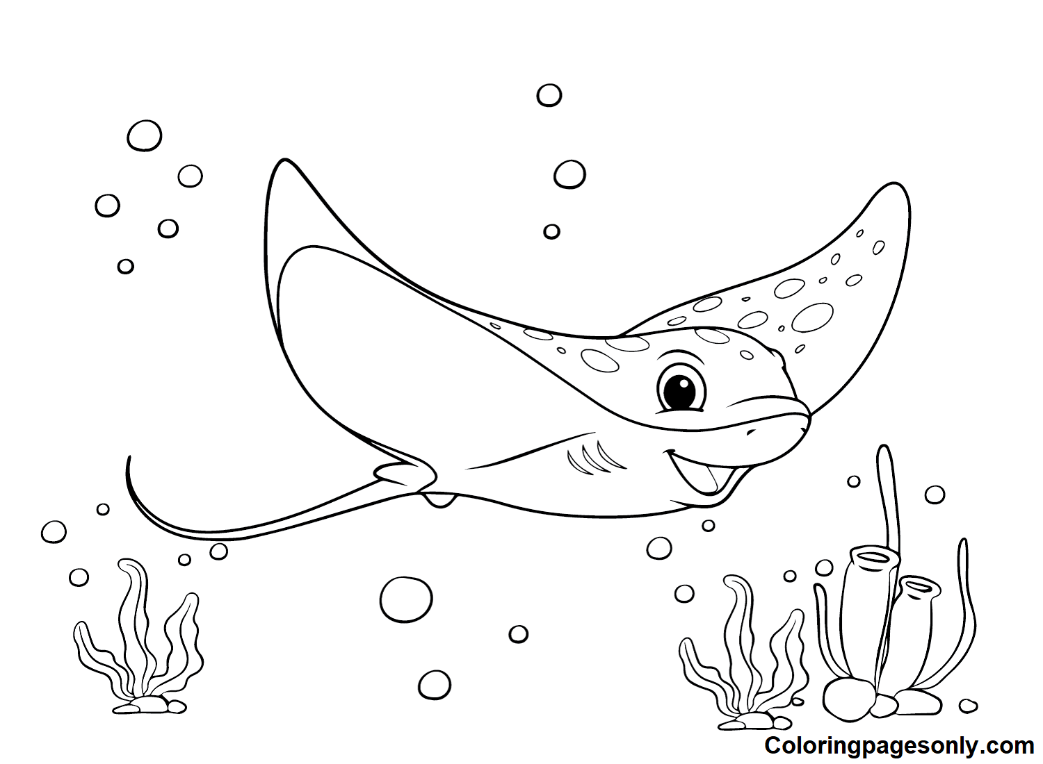 Happy Stingray Coloring Pages