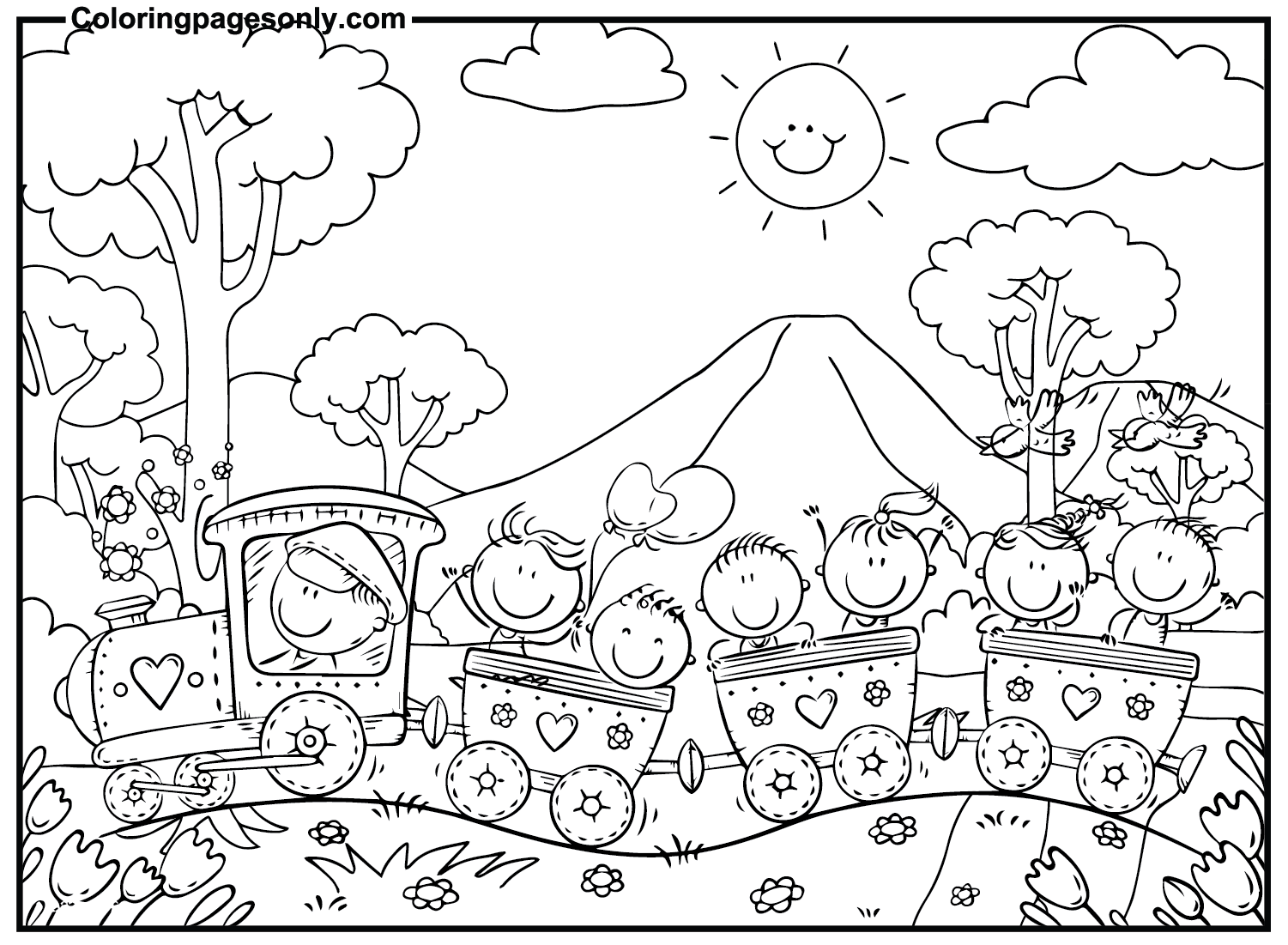 Happy Train Coloring Pages