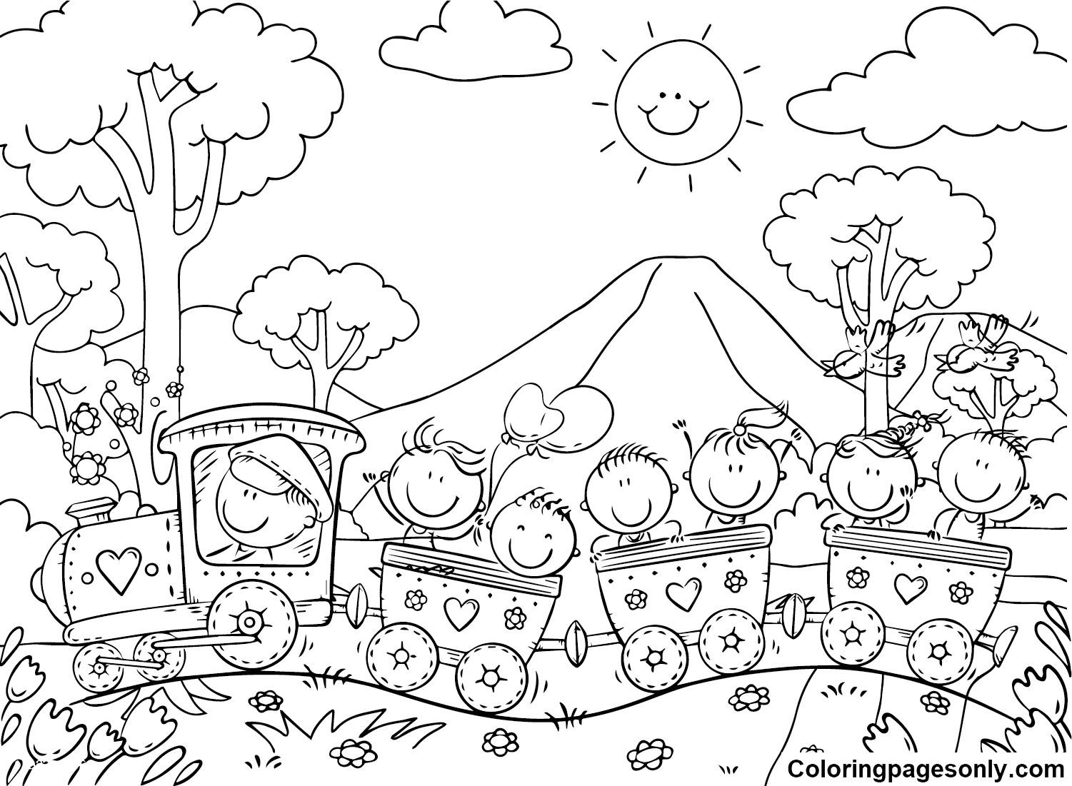 Happy Train Coloring Pages