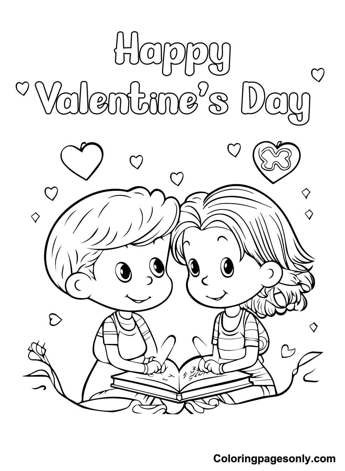 Happy Valentines Day Cards Coloring Pages