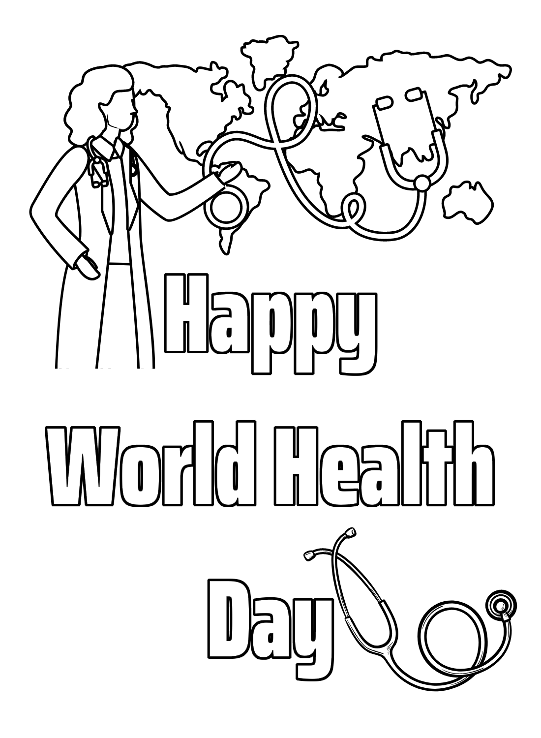 Happy World Health Day Coloring Pages
