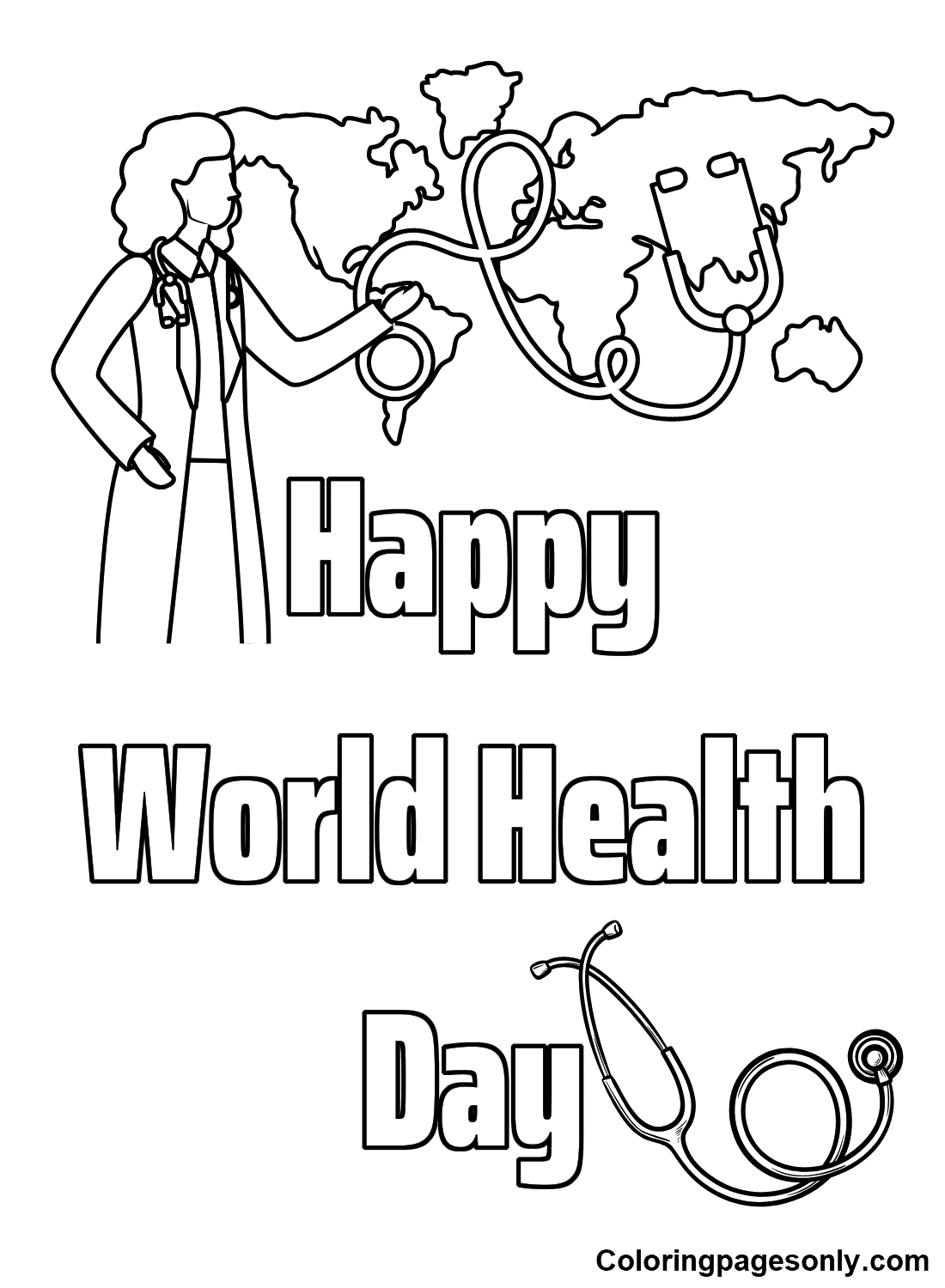 Happy World Health Day Coloring Pages