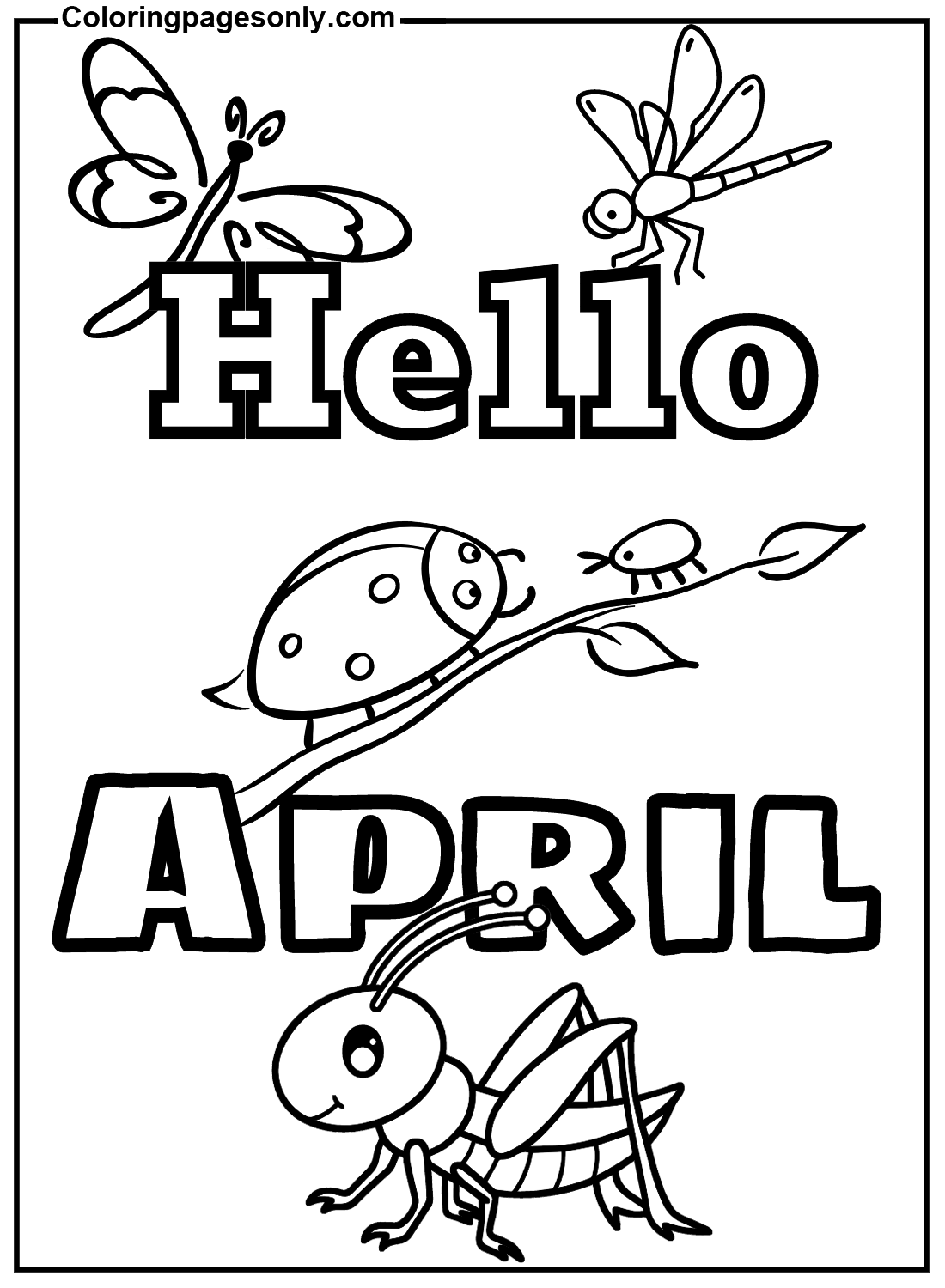 Hello April Pictures Coloring Page