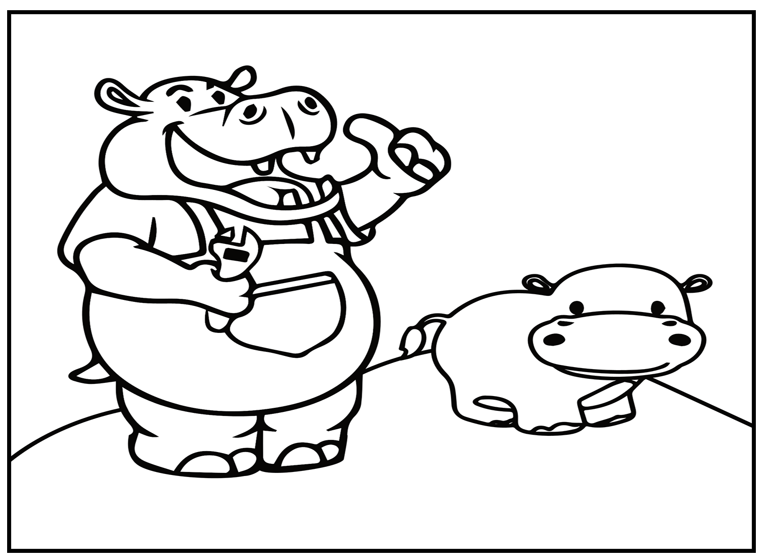 Hippo With Wrench Coloring Pages