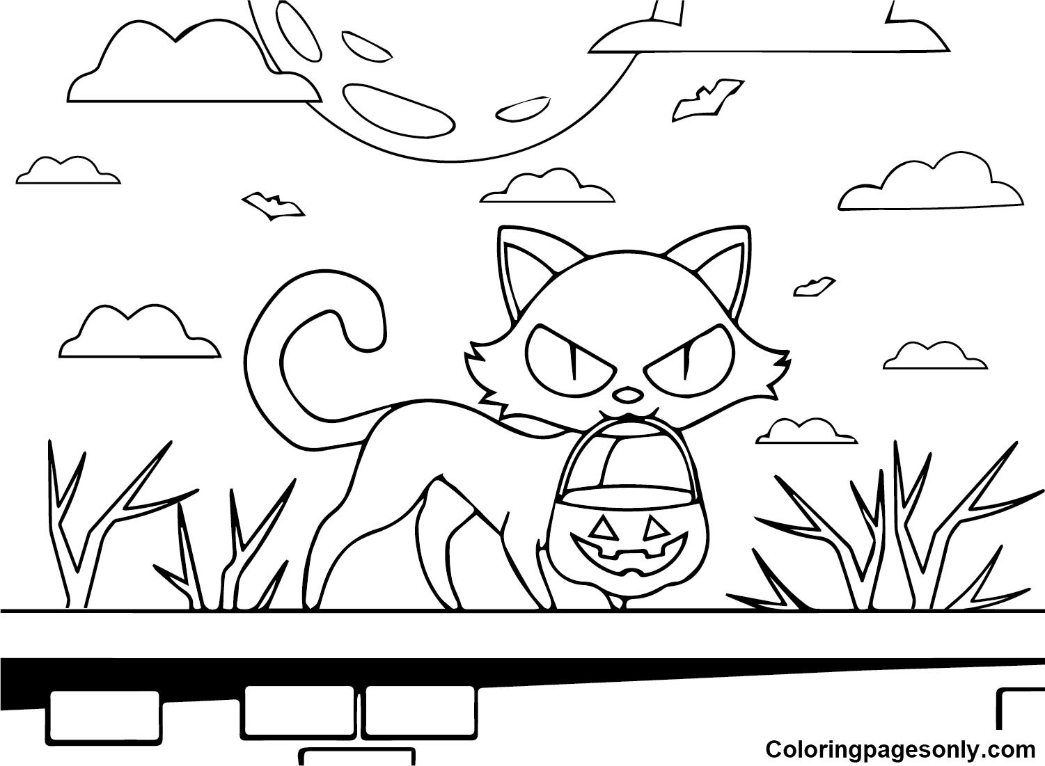 Hocus Pocus Cat Coloring Pages