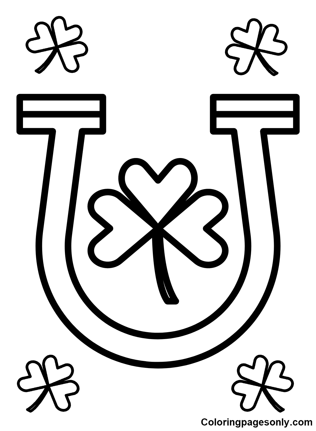 Horseshoe with Shamrock Coloring Pages