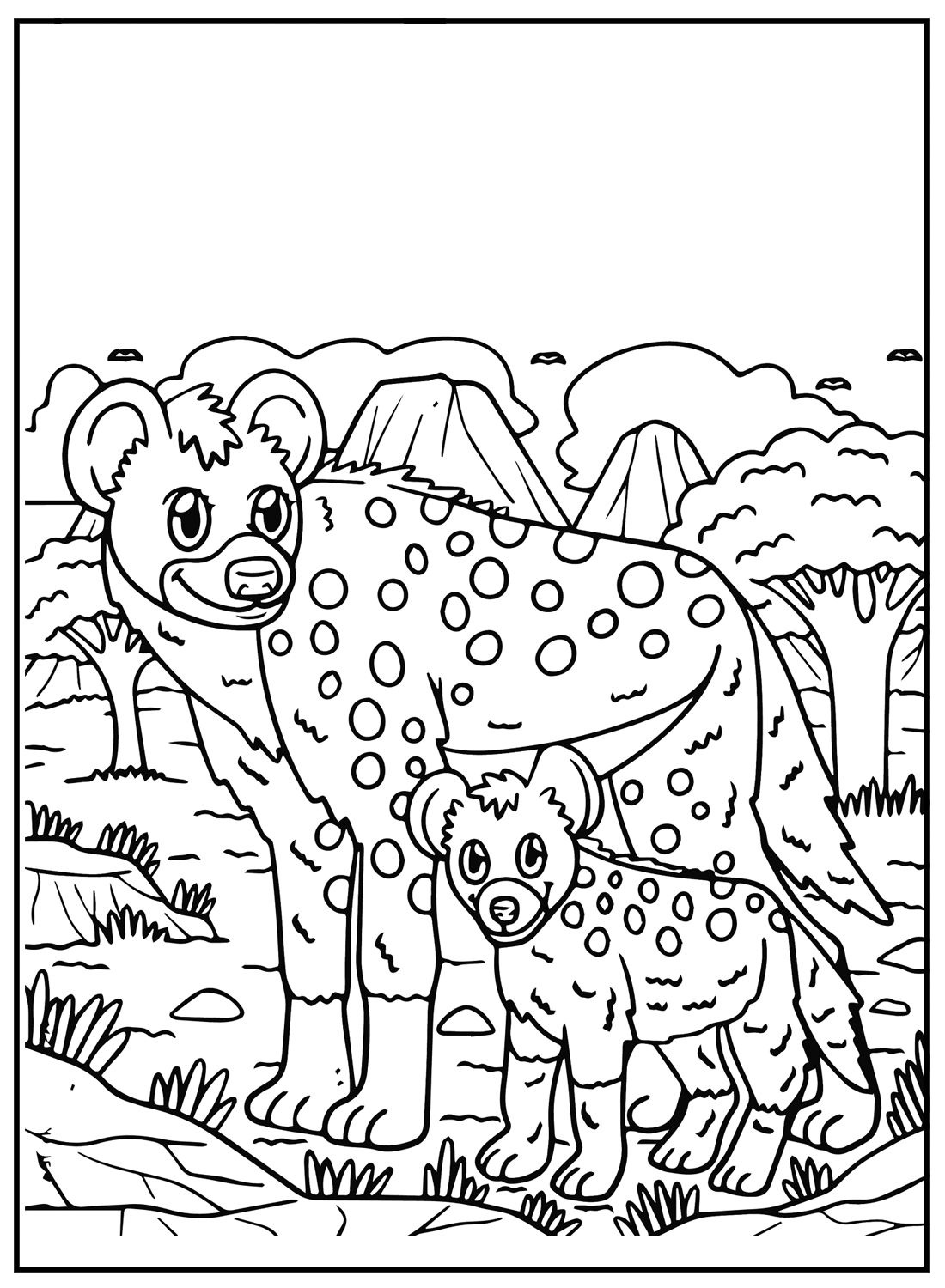 Hyenas Coloring Page