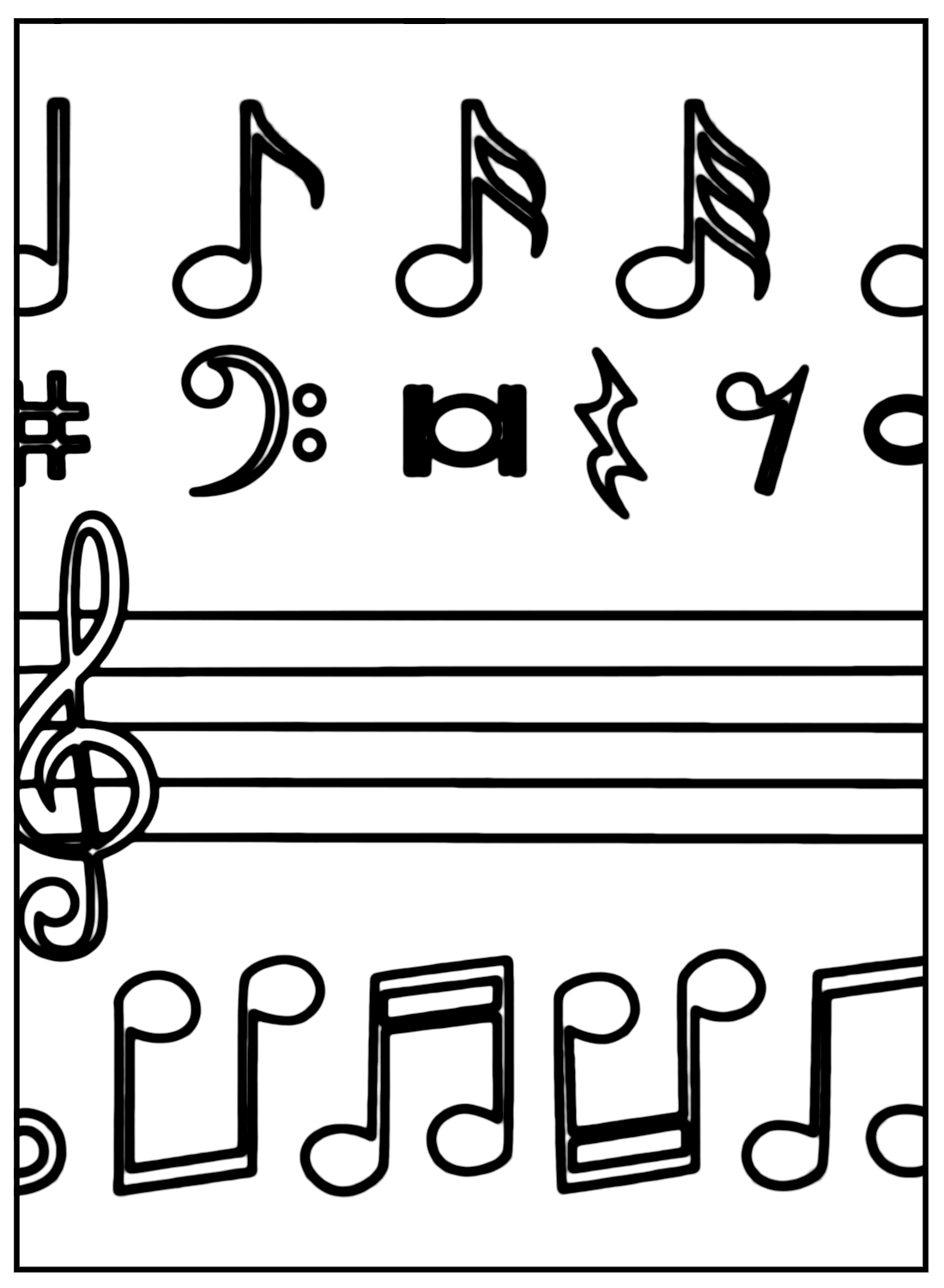 Images of Notes in Music Coloring Page