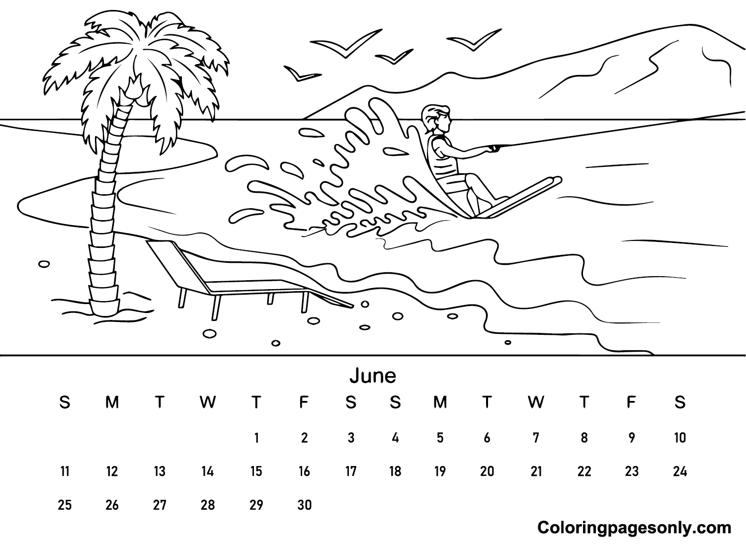 Календарь на Июнь 2023 года для печати с июня