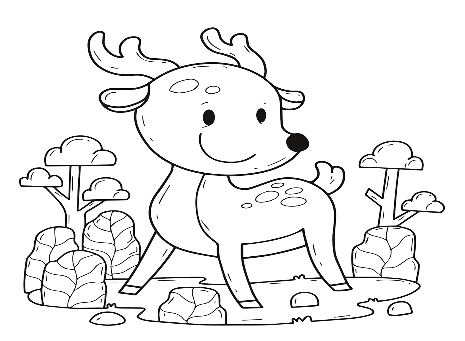 Cute Kawaii Chibi Animals Coloring Page Black And White Creative Fabrica