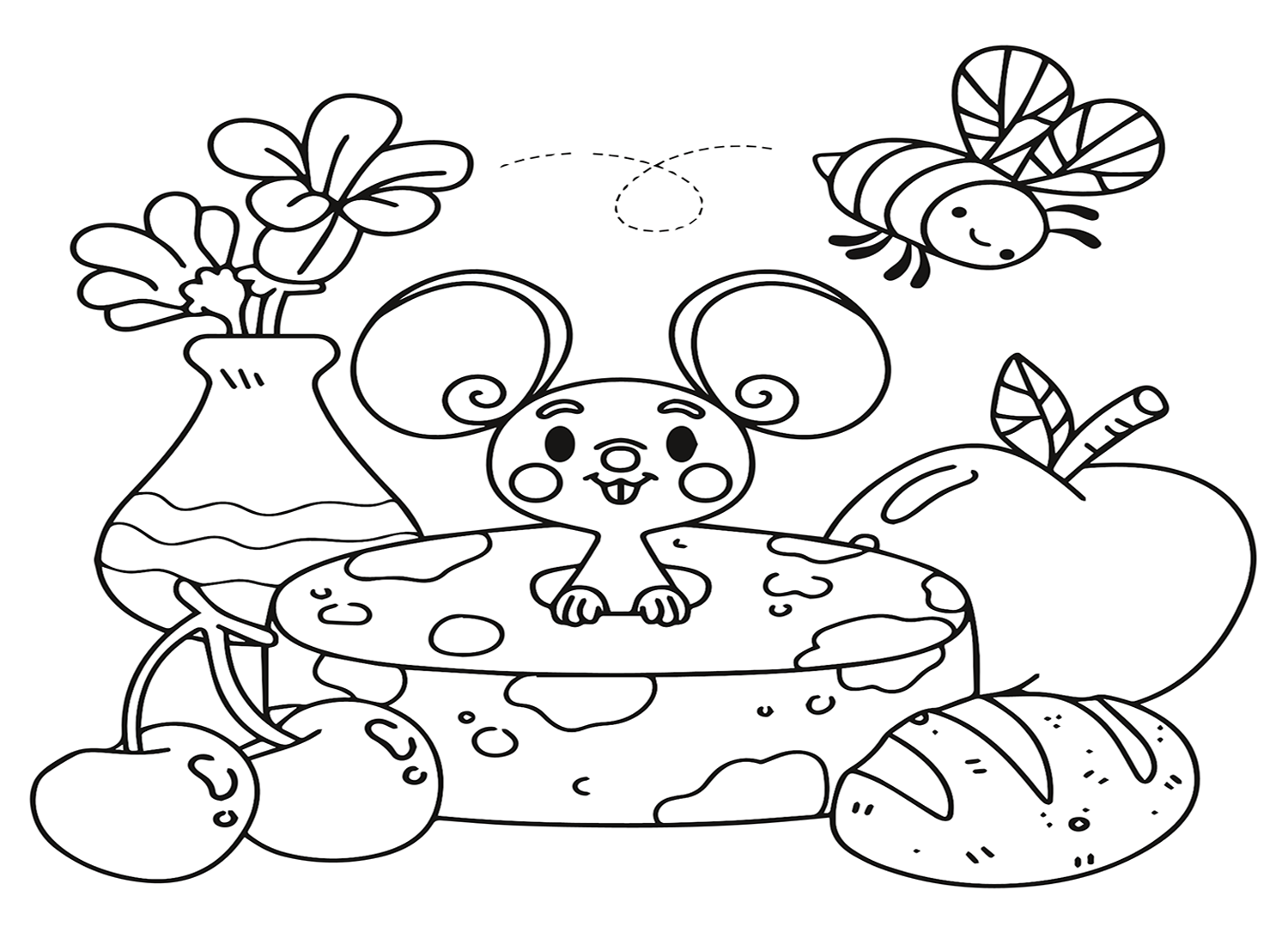 Cute Kawaii Chibi Animals Coloring Page Black And White Creative Fabrica