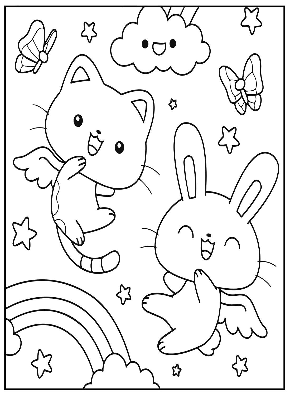 Desenhos para colorir de animais fofos Kawaii - Desenhos para colorir  gratuitos para impressão