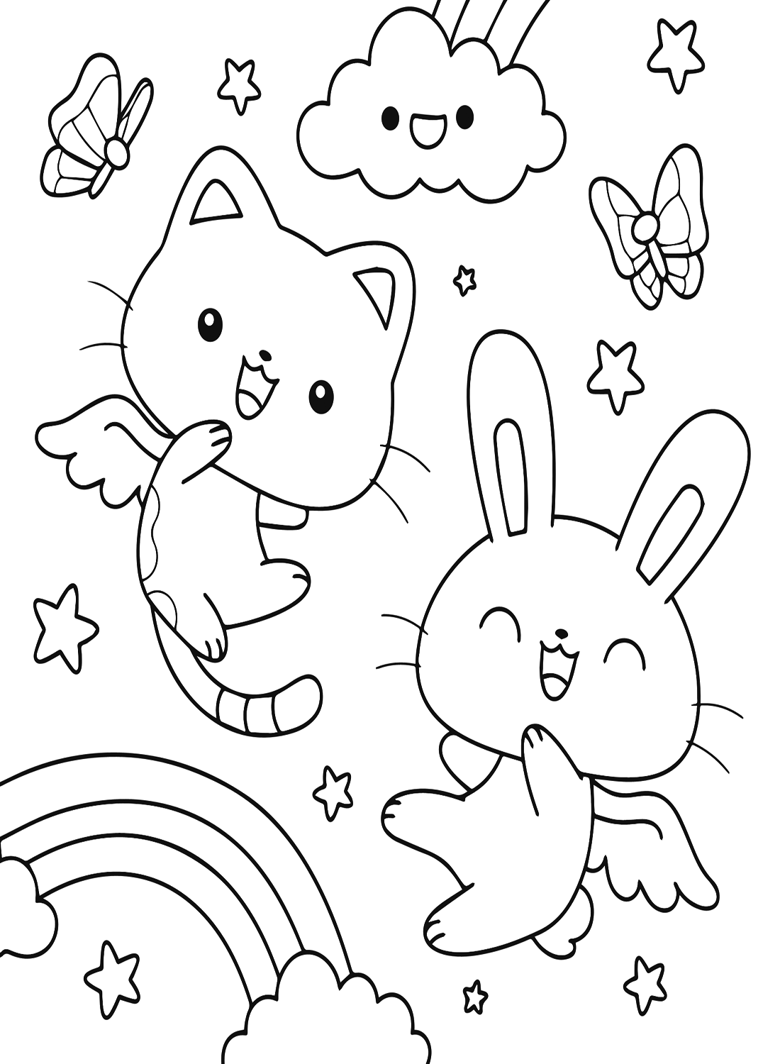 Kawaii Cute Animals Drawings Coloring Page