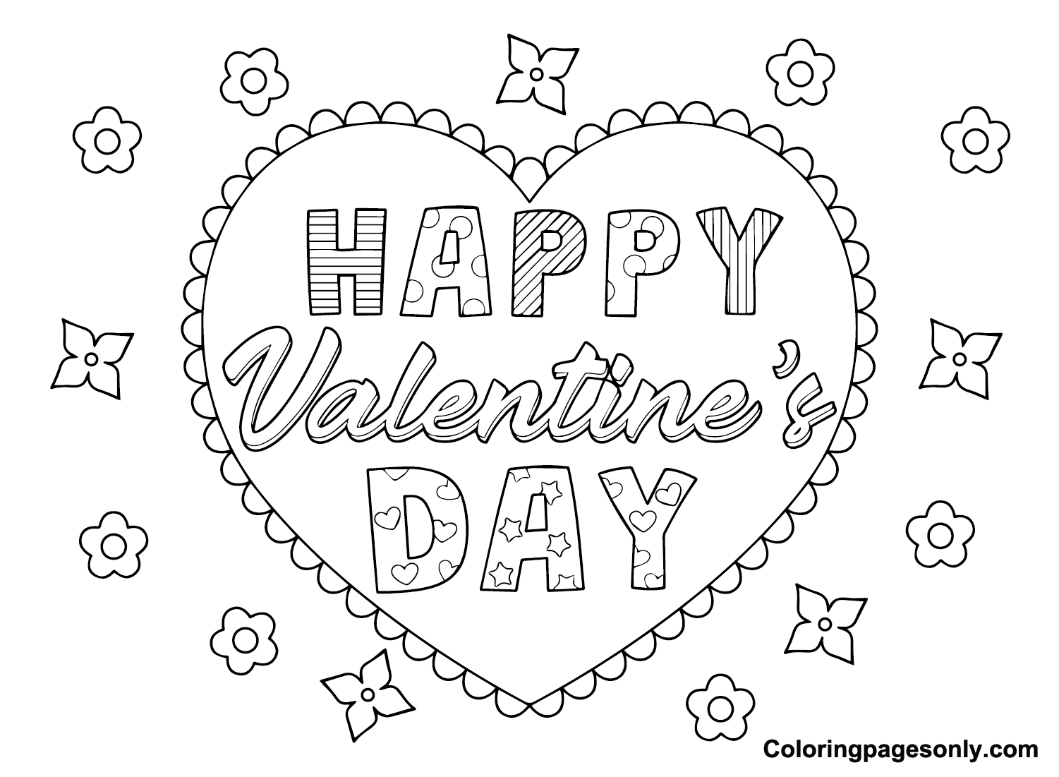 Kids Valentines Day Cards Coloring Page