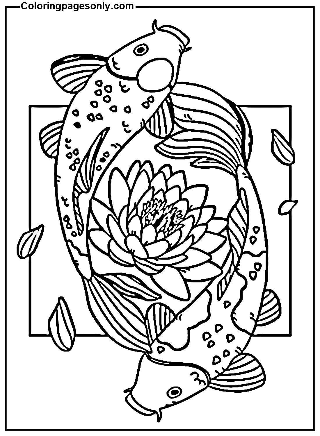 Koi Fish Painted Coloring Pages