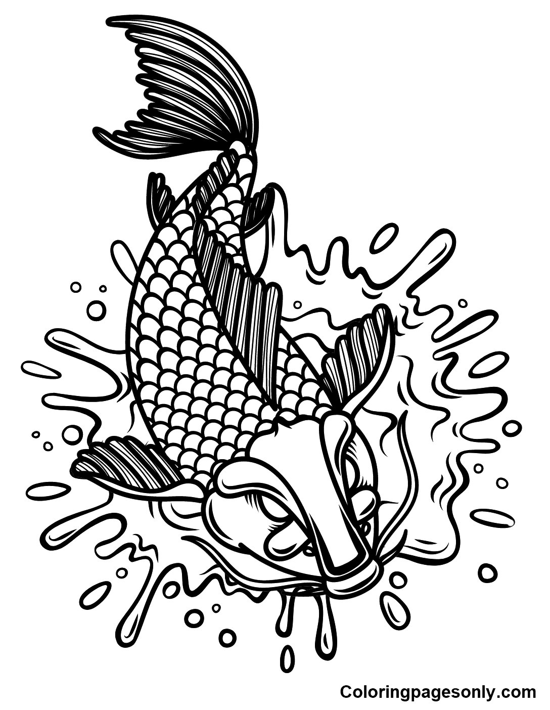 Koi Fish Tattoo Coloring Page