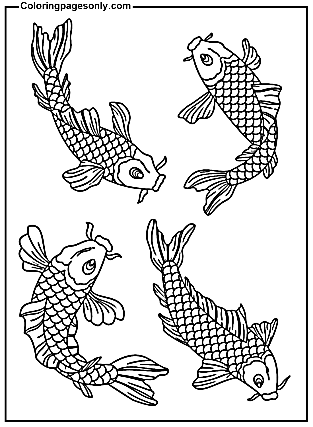 Koi Fish in a Tank Coloring Page