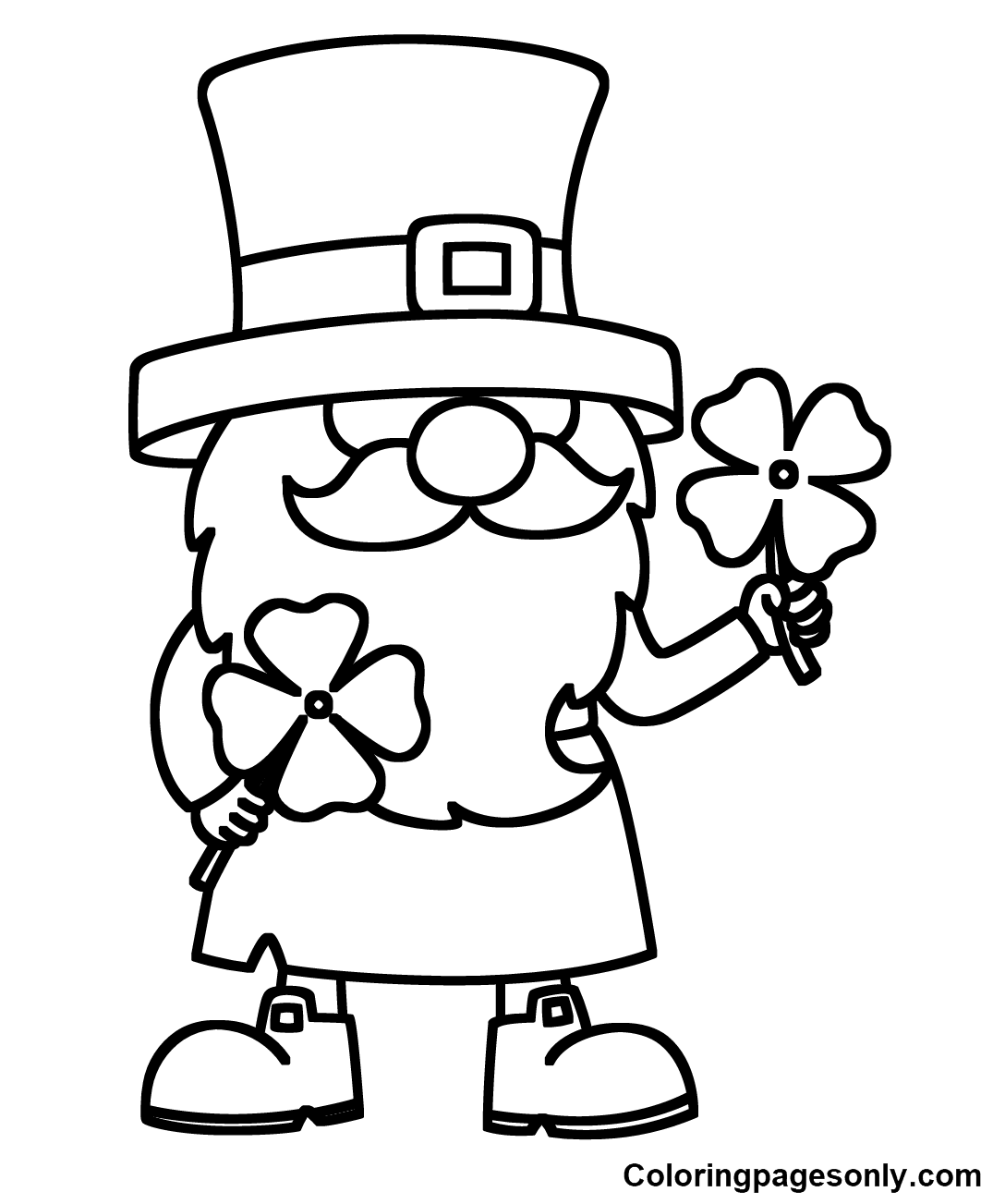 Leprechaun with Shamrock Coloring Pages