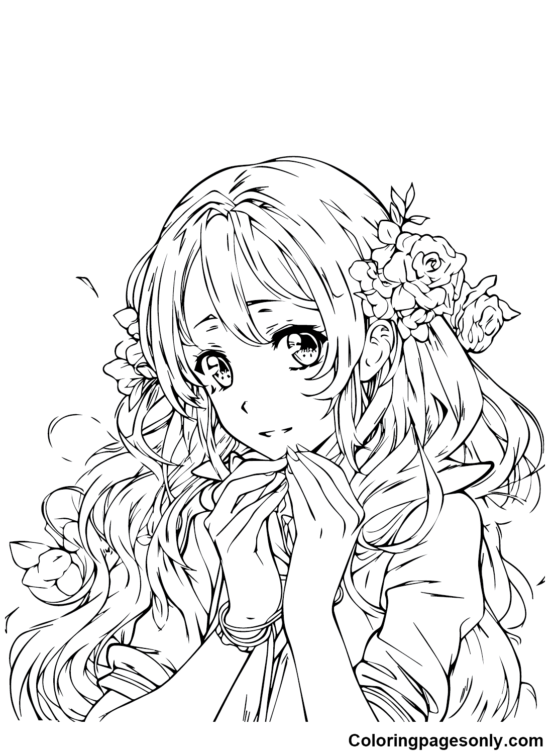 Lovely Anime Girl Coloring Page - Free Printable Coloring Pages