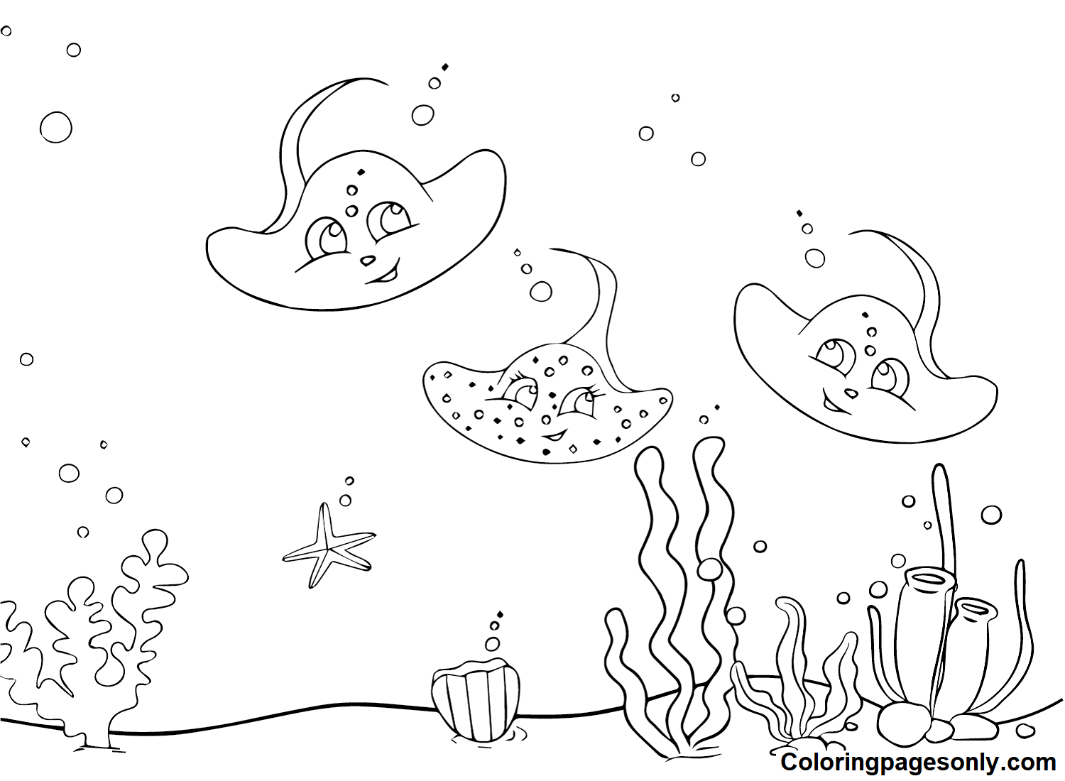 Lovely Stingray Coloring Pages