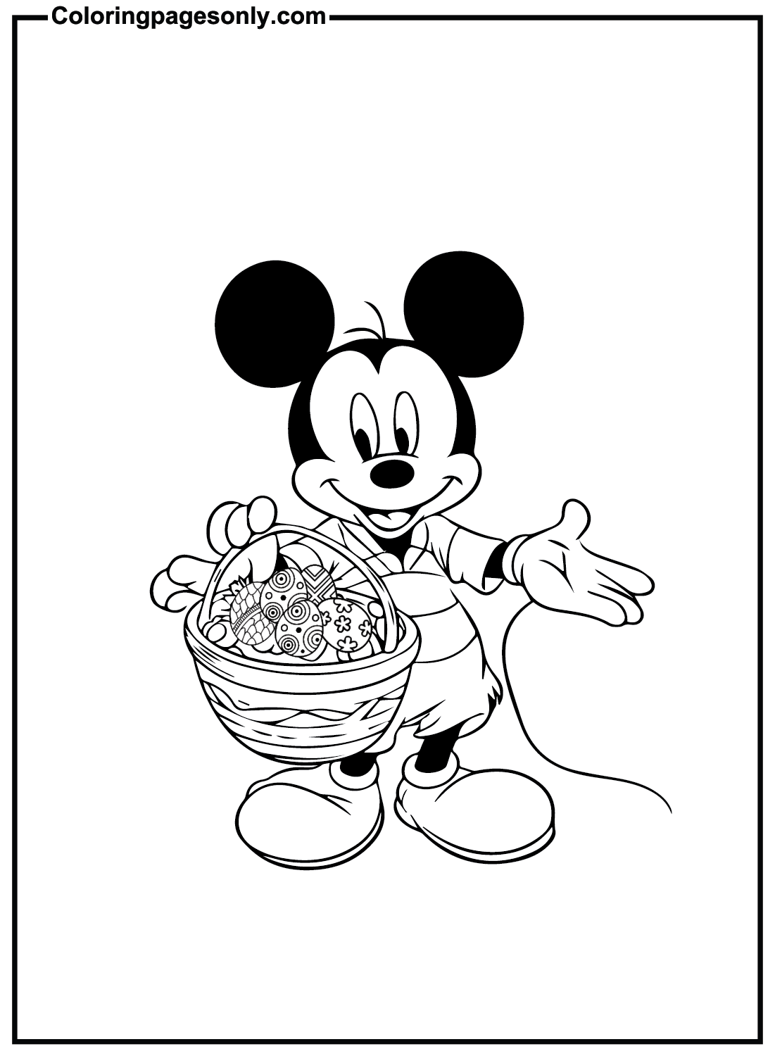 Mickey Mouse Easter Coloring Page