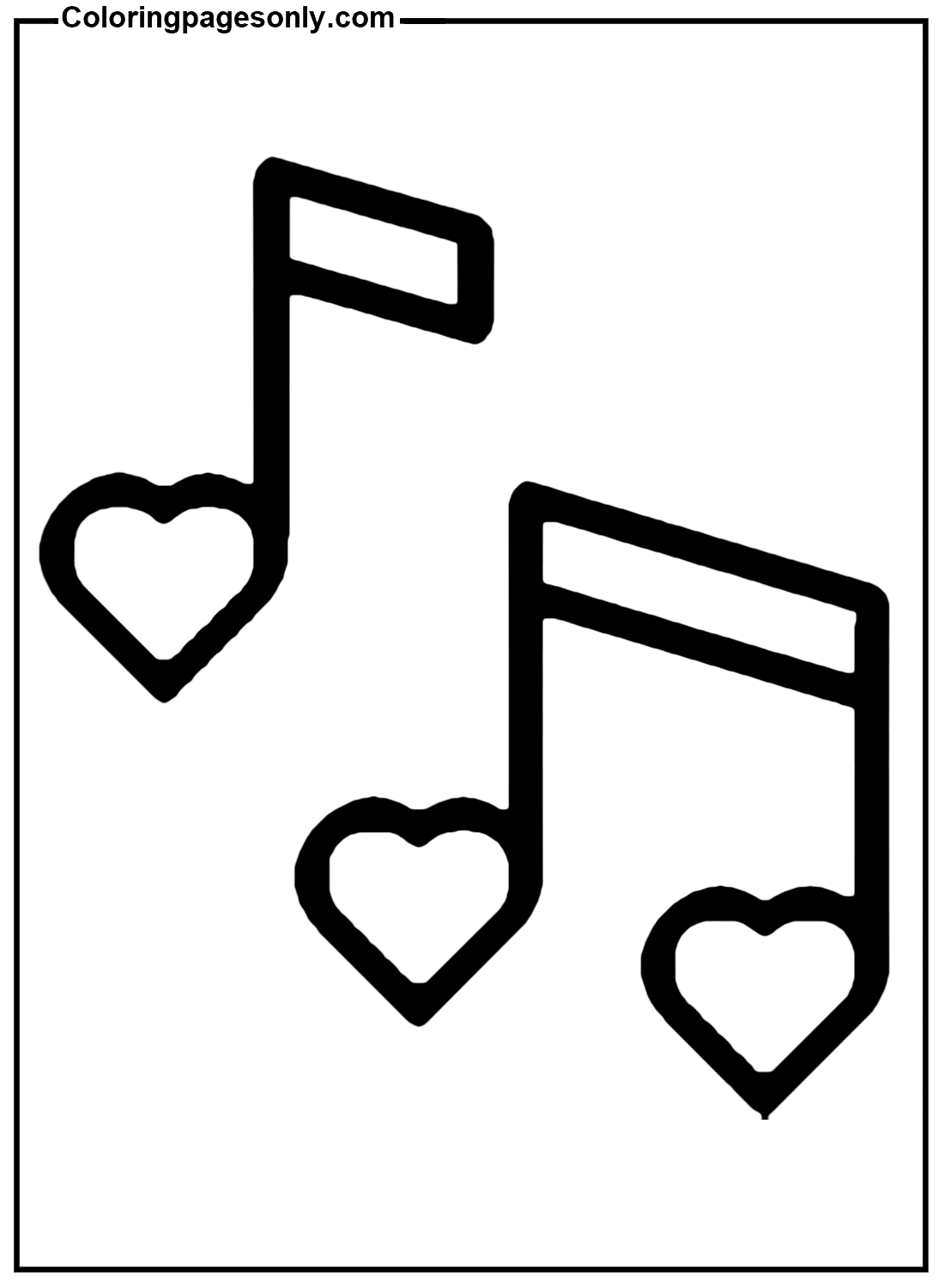 Music Heart Note Coloring Page