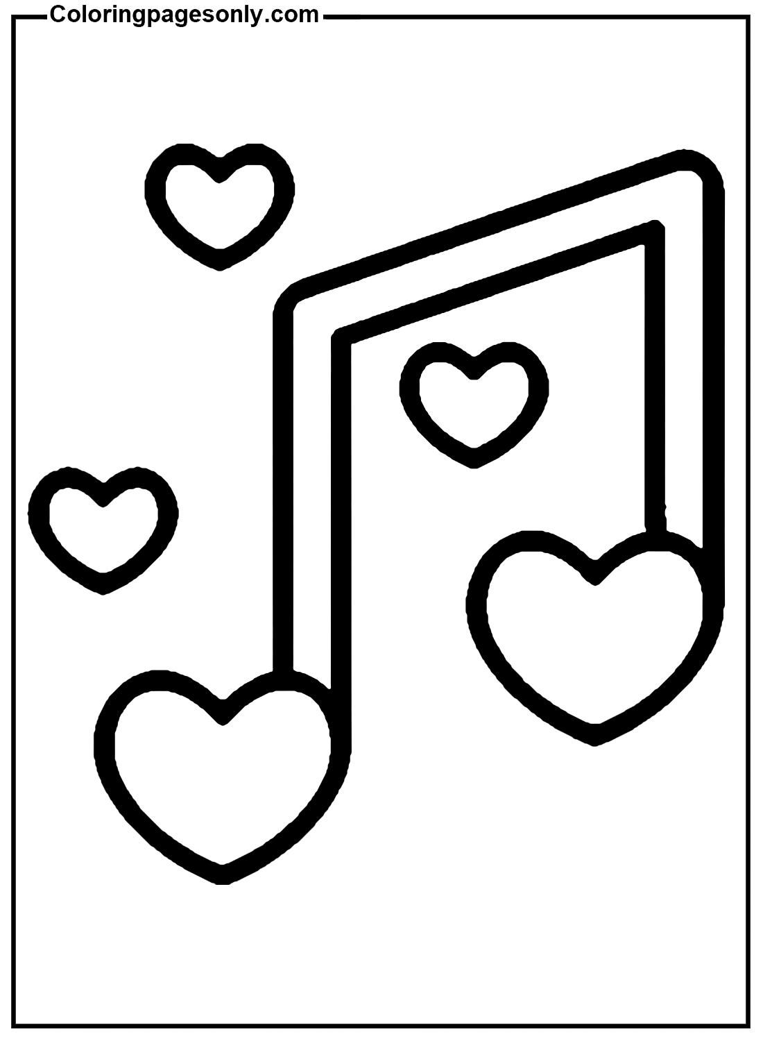 Music Note Heart Coloring Page