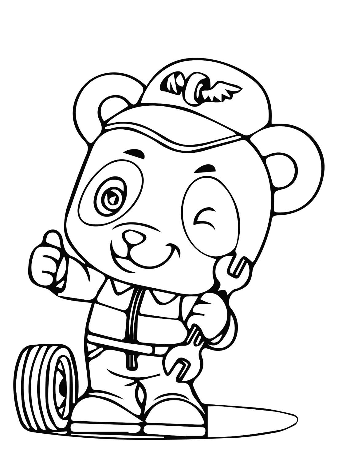 Panda and Wrench Coloring Page