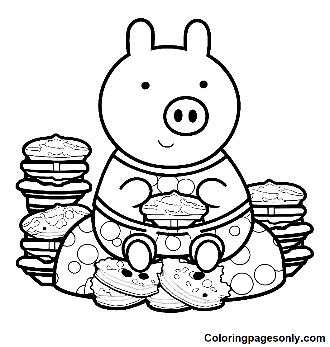 Pig with Cookies Coloring Pages