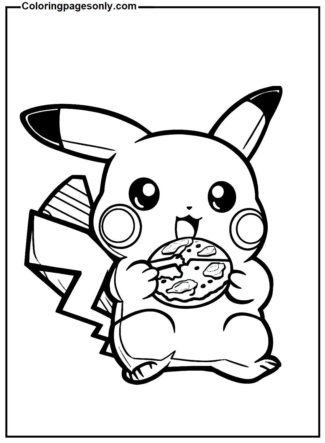 Pikachu Eating Cookies Coloring Pages