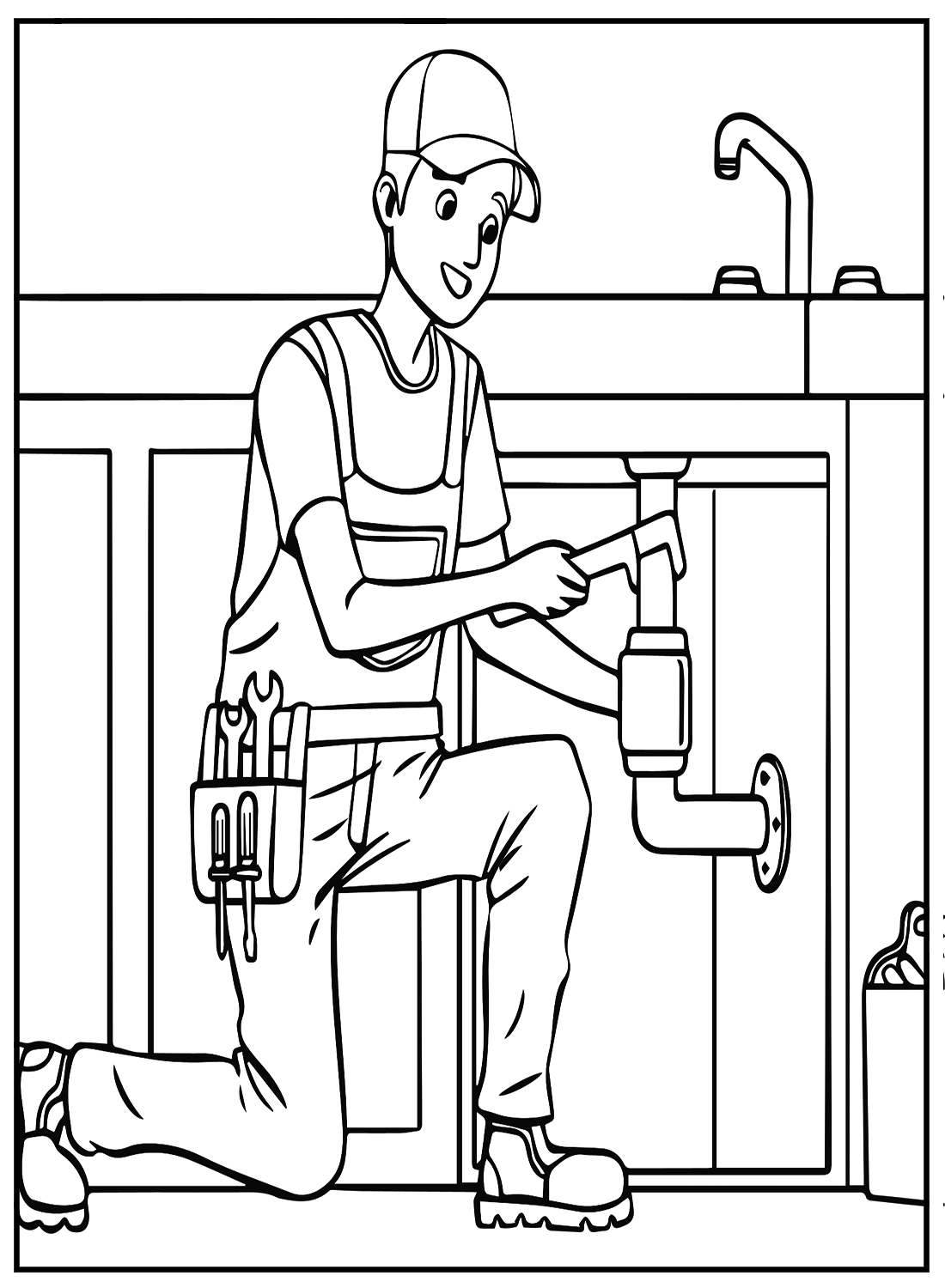 Plumber With Wrench Coloring Pages