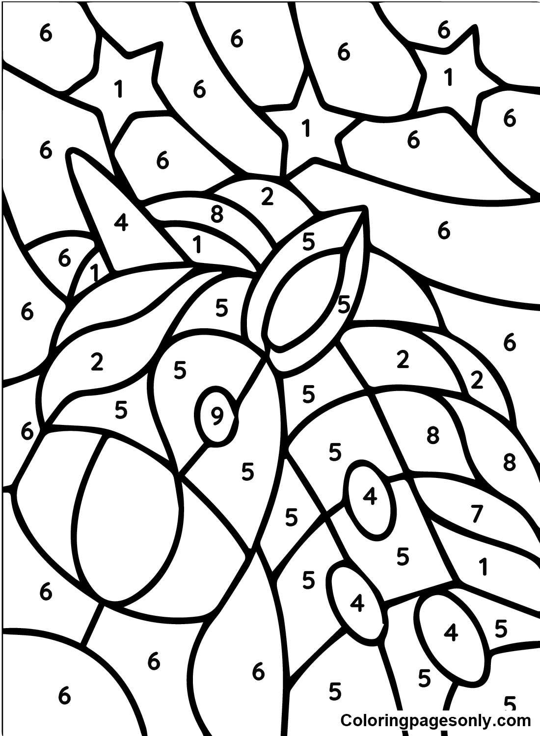 Printable Color By Number Unicorn Coloring Page