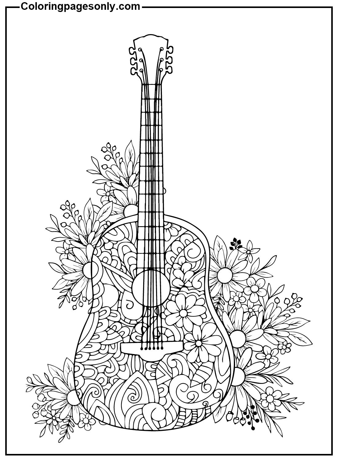 Printable Guitar Coloring Pages