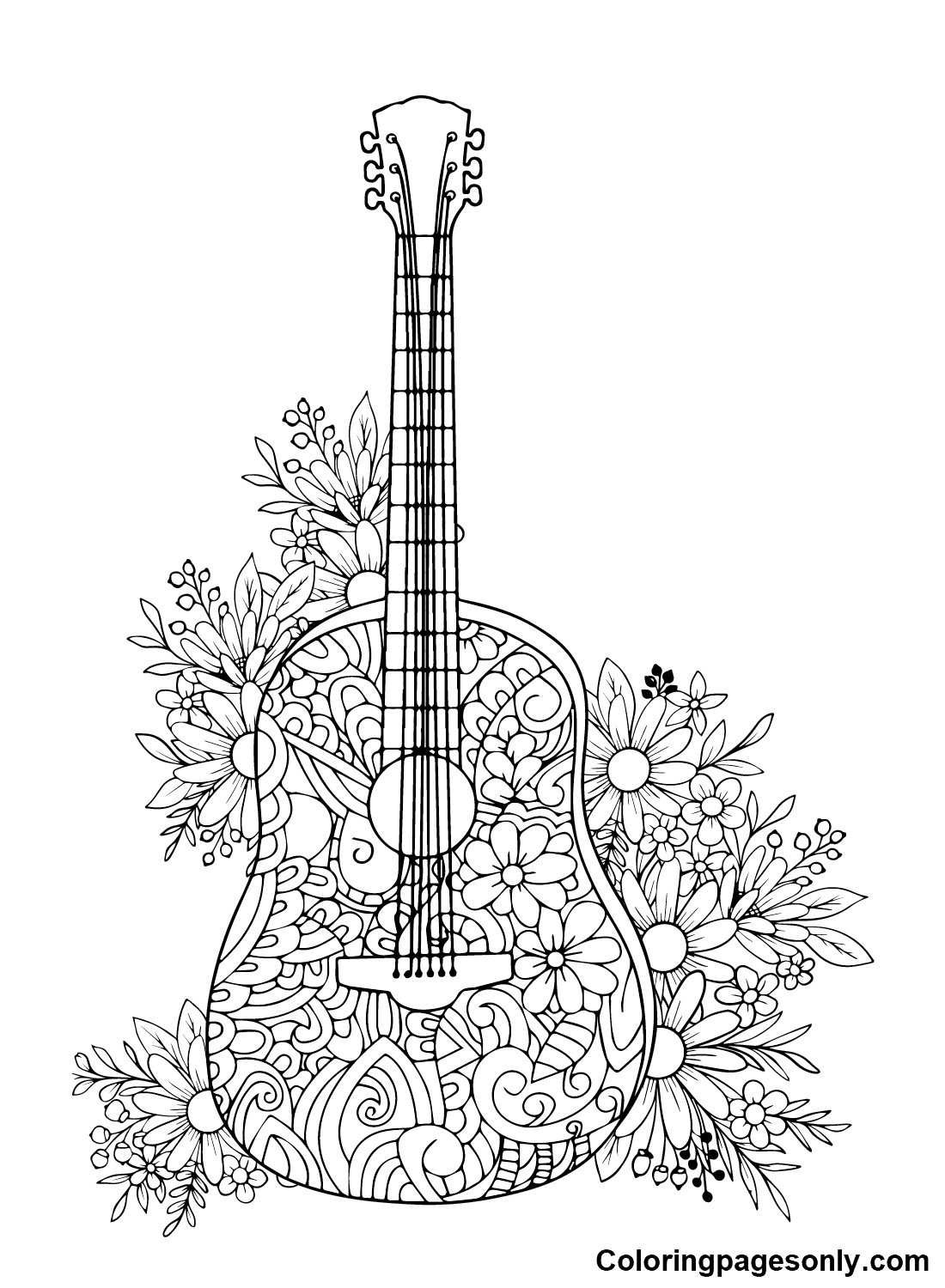 Printable Guitar Coloring Page