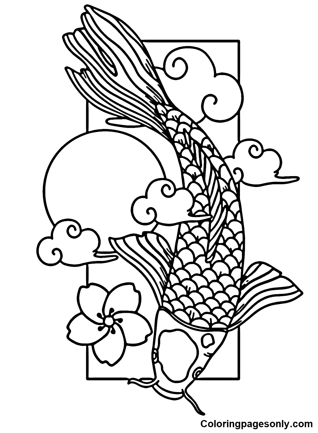Printable Koi Fish Coloring Page