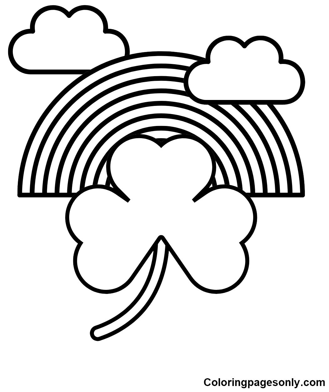 Rainbow with Shamrock Coloring Pages